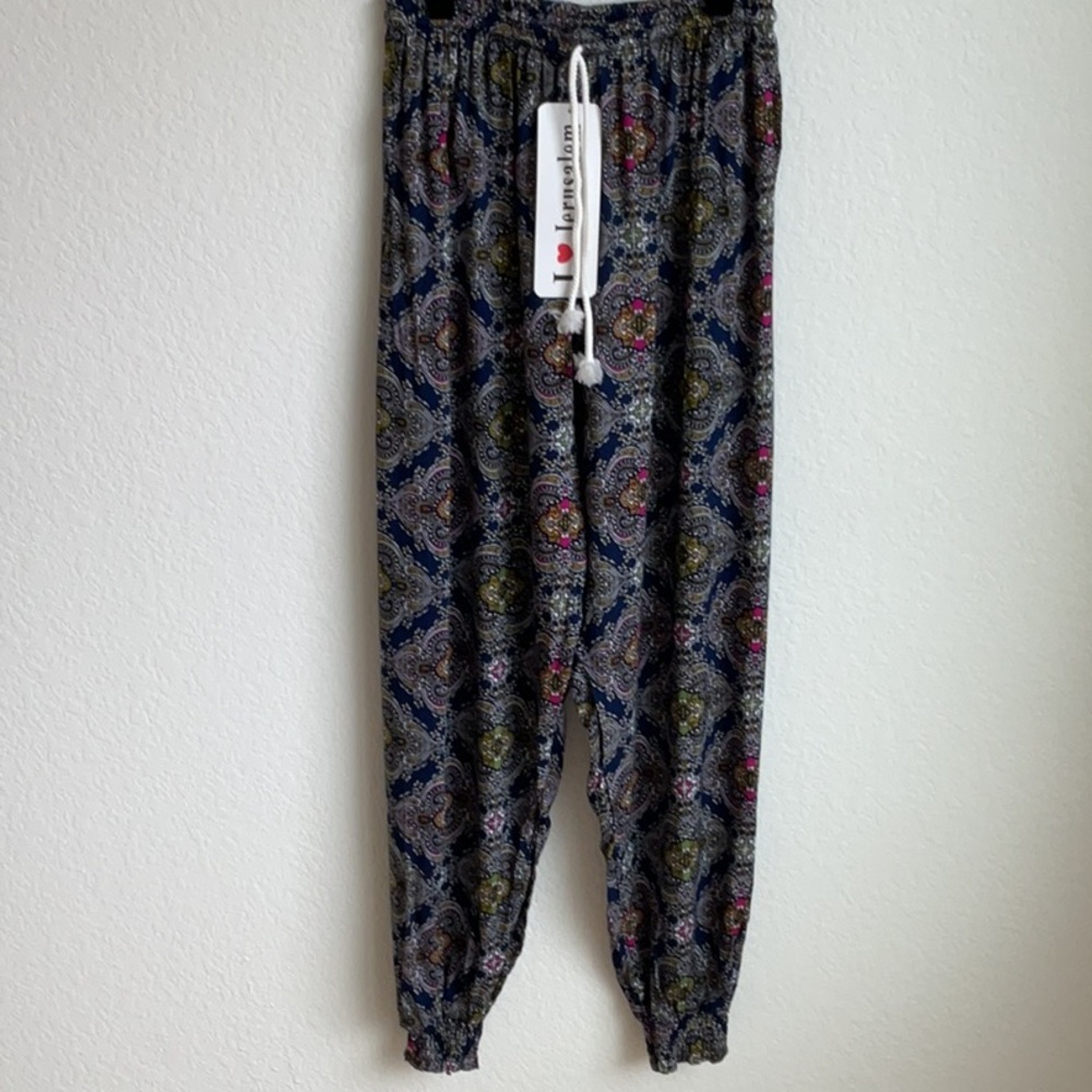 Boho Lounge Pants with Drawstring Elastic Waist and Pockets Size Small - Picture 6 of 7